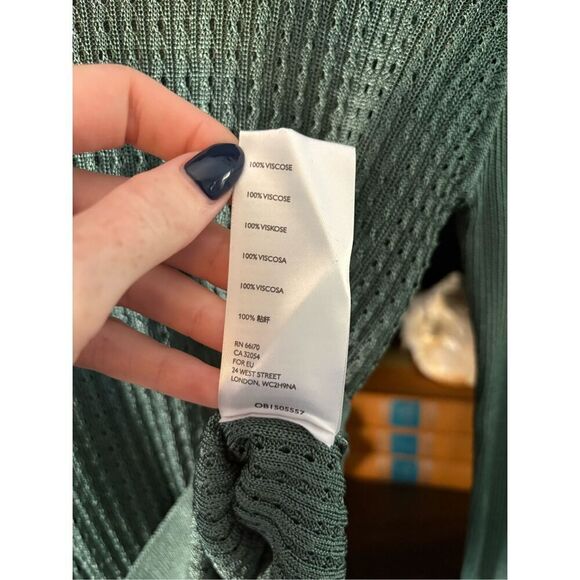 NWT Free People Jade Green H2O Crew Mesh Cropped Long Sleeve Pullover Small - Picture 8 of 8
